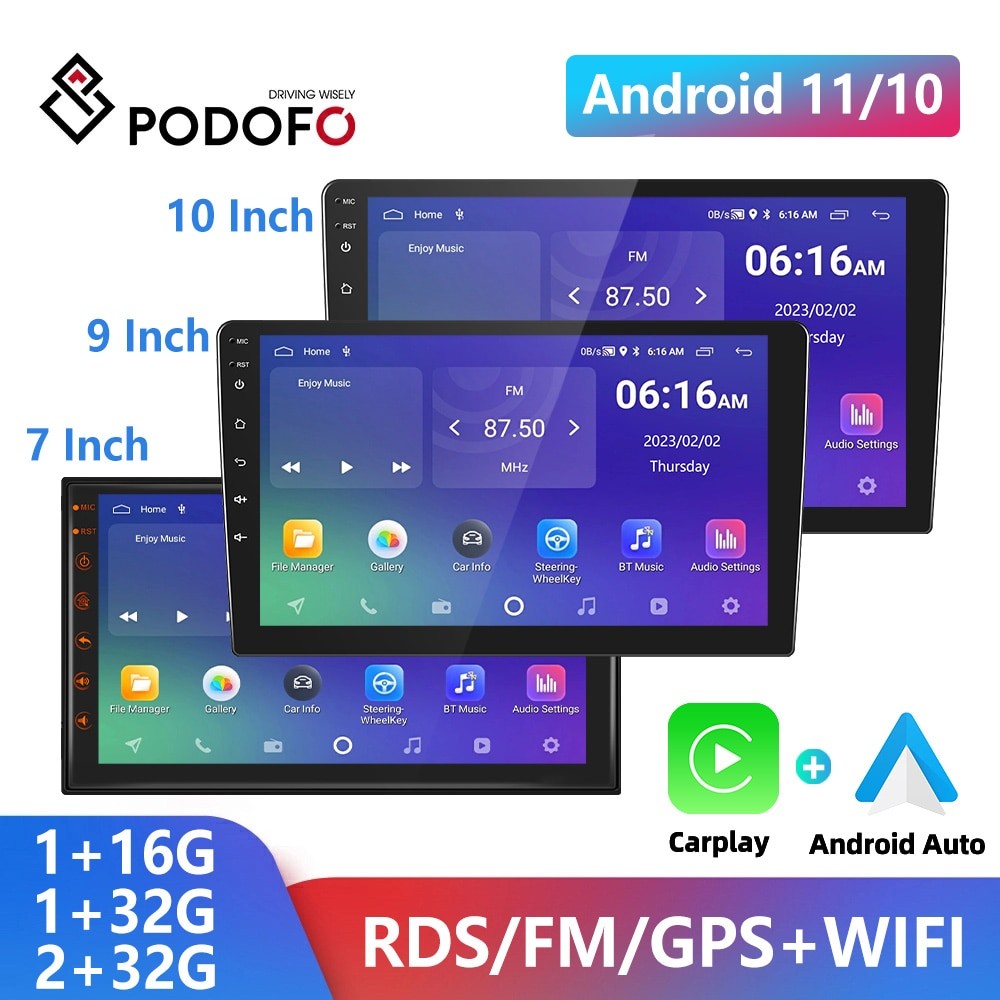 2 Din магнитола Podofo V2 Android 11, WiFi