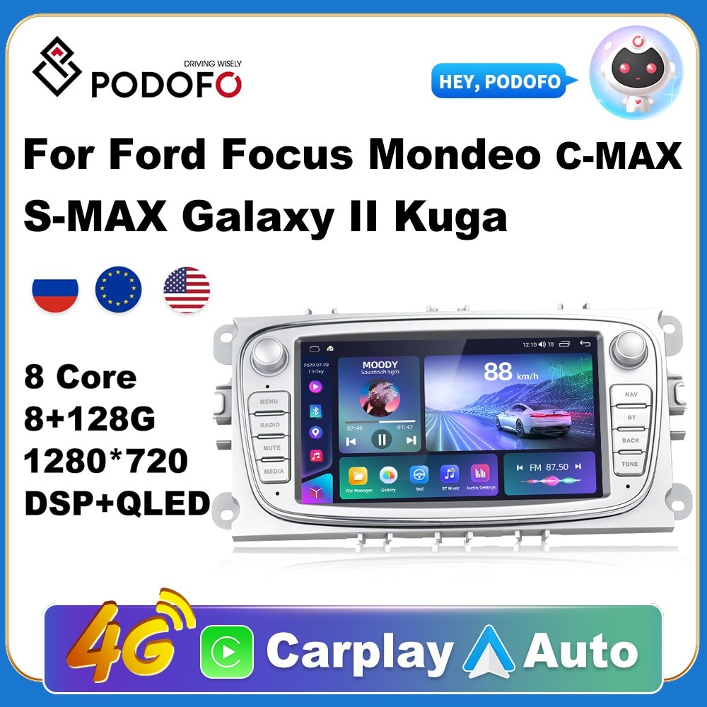 Podofo для Ford Focus S-Max Mondeo 2007-2012 Galaxy C-Max GPS
