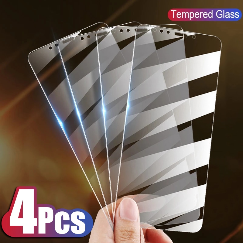 Закаленное стекло для iPhone 11, 12, X, XS Max, XR, 7, 8, 6 Plus, 5, SE, 11, 12 Pro, 4 шт.