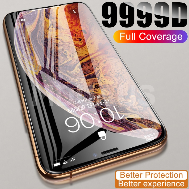 Защитное стекло 9999D для iPhone 11, 12 Pro, XS Max, X, XR, 12 mini, 8, 7, 6, 6S Plus, закаленное стекло, пленка