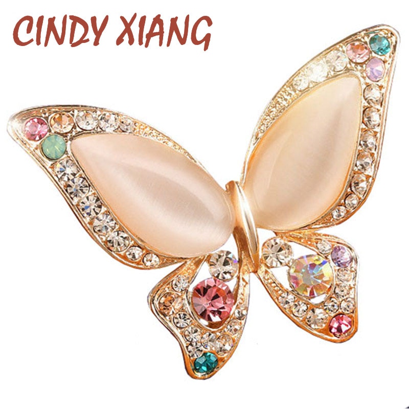 Женская Брошь в виде бабочки CINDY XIANG, с опалом, 3 цвета, без свинца